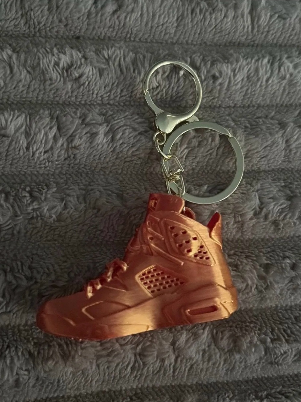 3D Printed Metallic Orange Sneaker Keychain - Unbranded